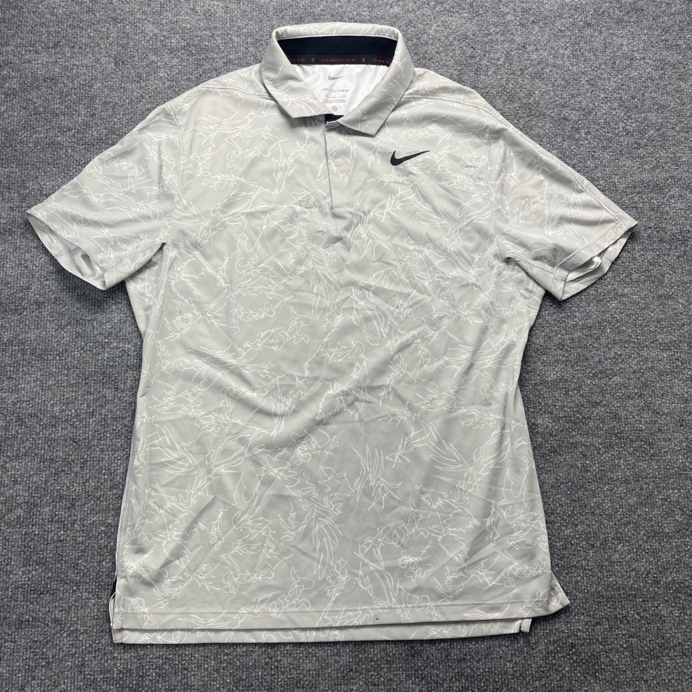 Nike Tiger Woods Collection Dri-FIT ADV Golf Polo Grey Floral Men Small